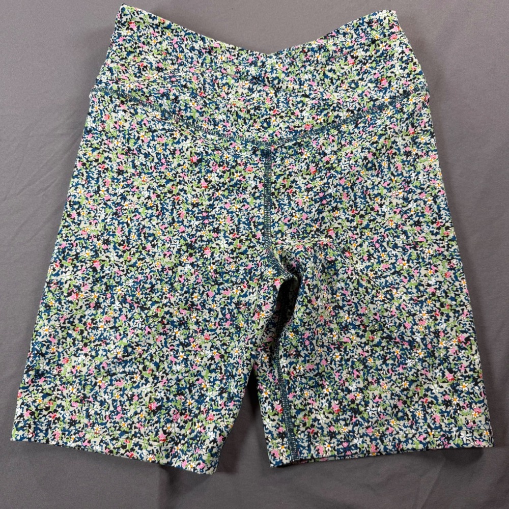 Sage Collective Womens Floral High Rise Bike Shorts Multi-Color Size S Athletic